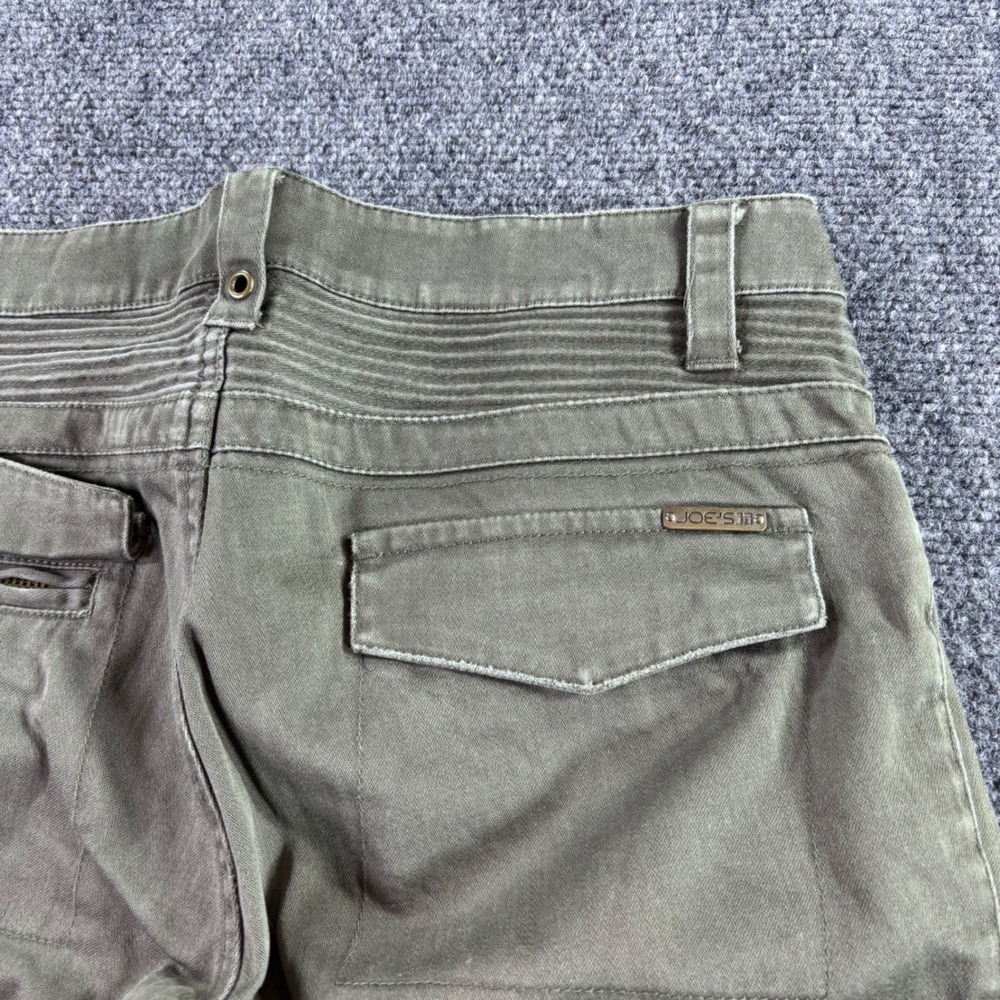 Joe's Jeans Moto Cargo Pants Women 25 Olive Green Ribbed Knee Zip Cuff Low Rise - Picture 8 of 10
